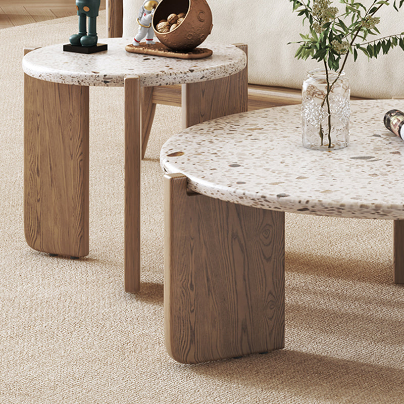 Contemporary Coffee Table 3 Legs Round Slate Coffee Cocktail Table