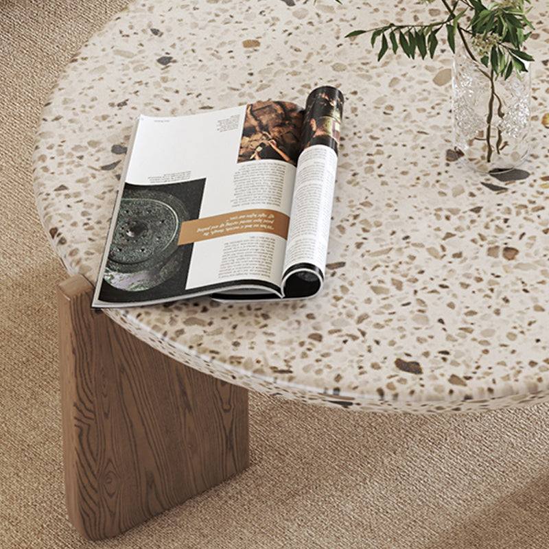 Contemporary Coffee Table 3 Legs Round Slate Coffee Cocktail Table