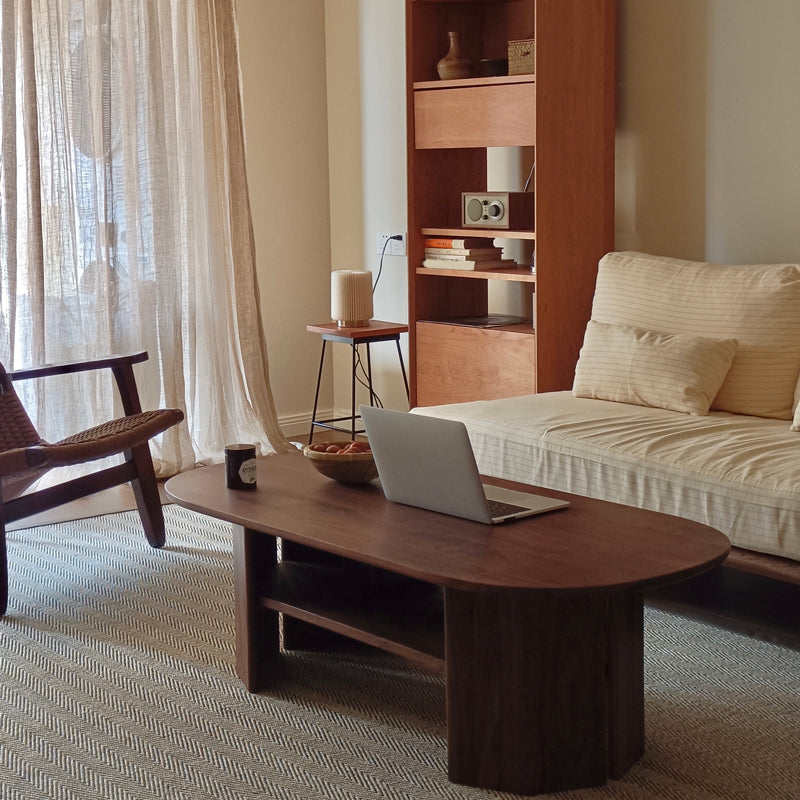 23" Wide Contemporary Coffee Table Solid Wood Coffee Cocktail Table with Storage