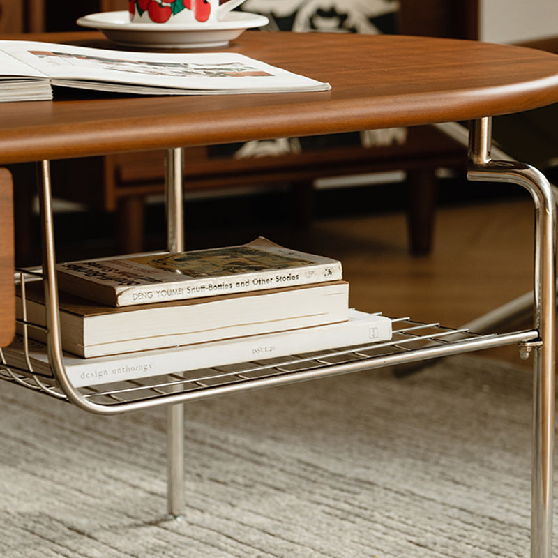 23" Wide Contemporary Coffee Table Oval Coffee Cocktail Table with Storage