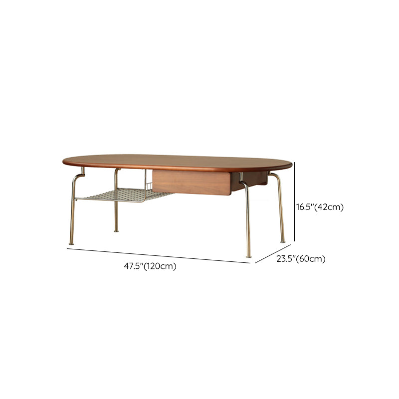 23" Wide Contemporary Coffee Table Oval Coffee Cocktail Table with Storage