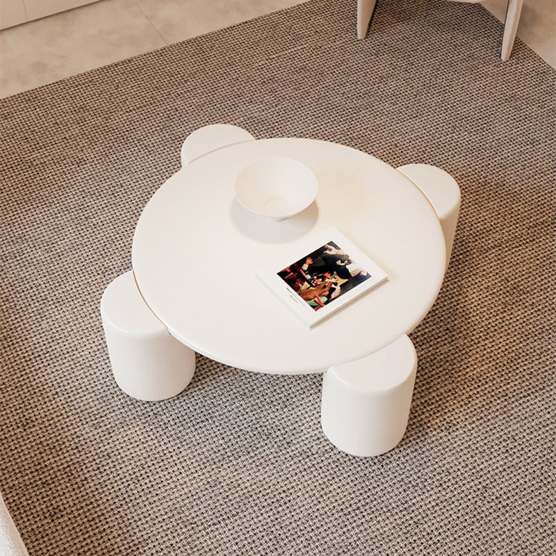 Modern Free-Form Coffee Table White Single Coffee Table with 4 Legs