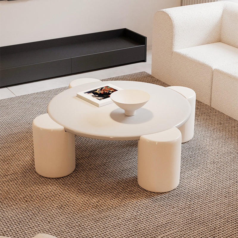 Modern Free-Form Coffee Table White Single Coffee Table with 4 Legs