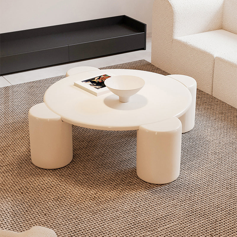 Modern Free-Form Coffee Table White Single Coffee Table with 4 Legs