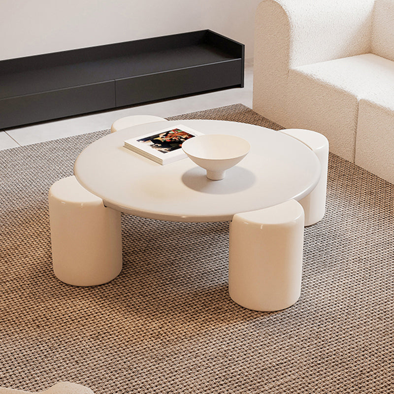 Modern Free-Form Coffee Table White Single Coffee Table with 4 Legs