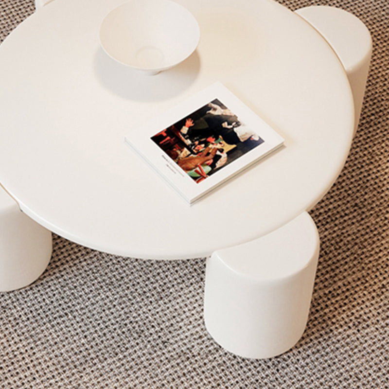 Modern Free-Form Coffee Table White Single Coffee Table with 4 Legs