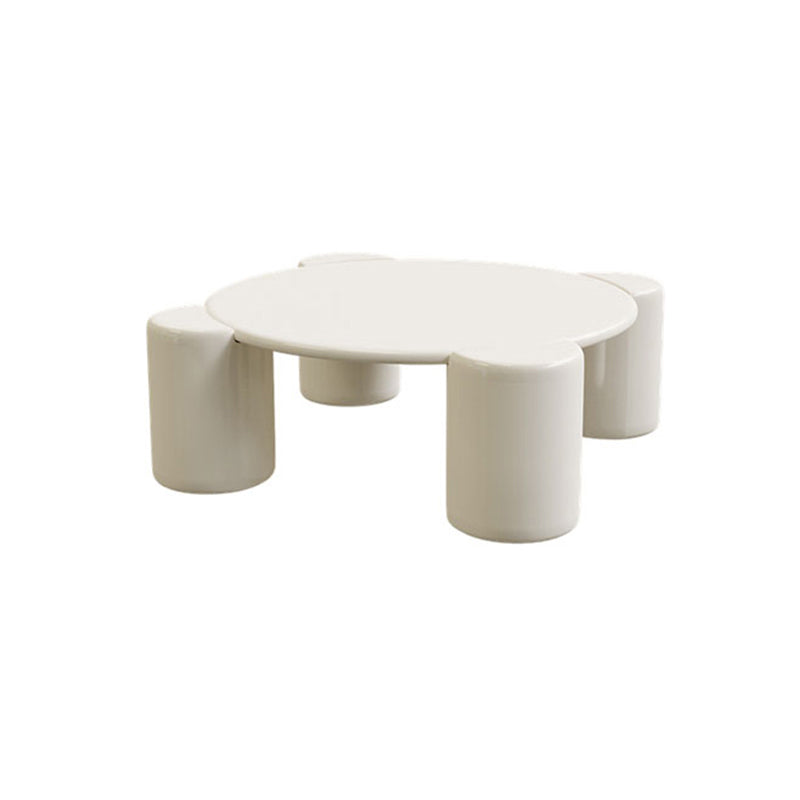 Modern Free-Form Coffee Table White Single Coffee Table with 4 Legs