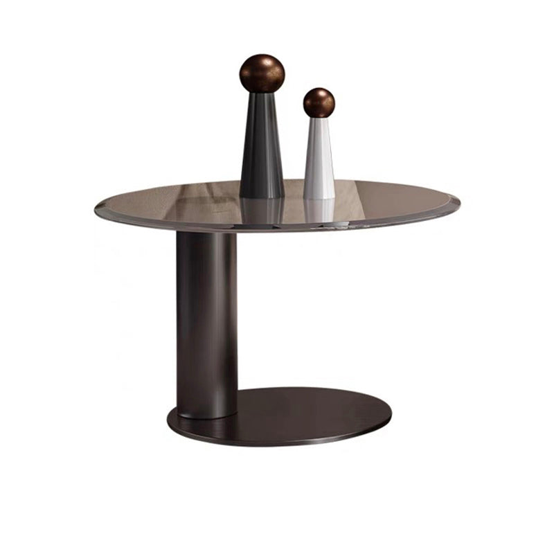 Modern Round Wood Single Coffee Table Pedestal Bunching Tables