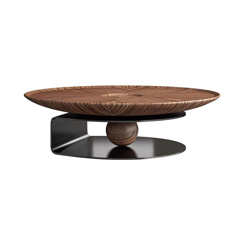 Modern Round Wood Single Coffee Table Pedestal Bunching Tables