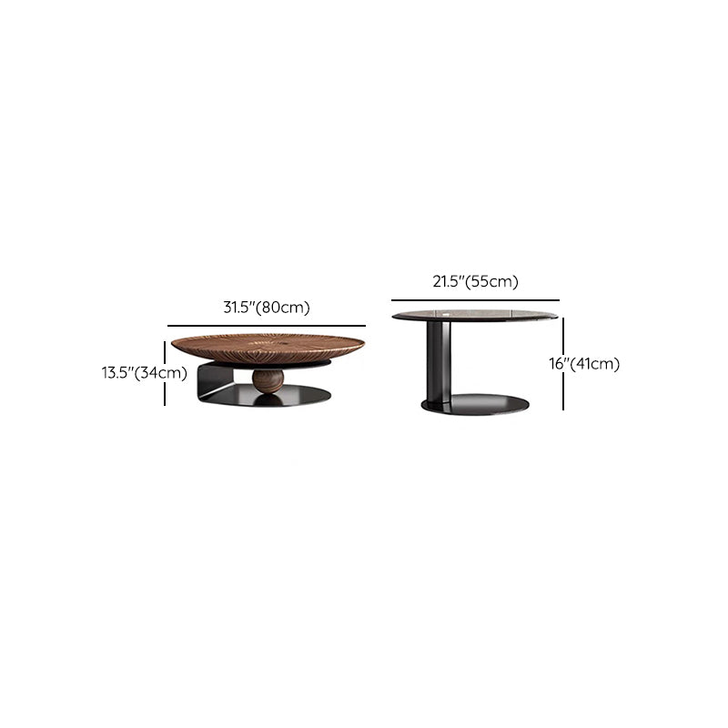 Modern Round Wood Single Coffee Table Pedestal Bunching Tables