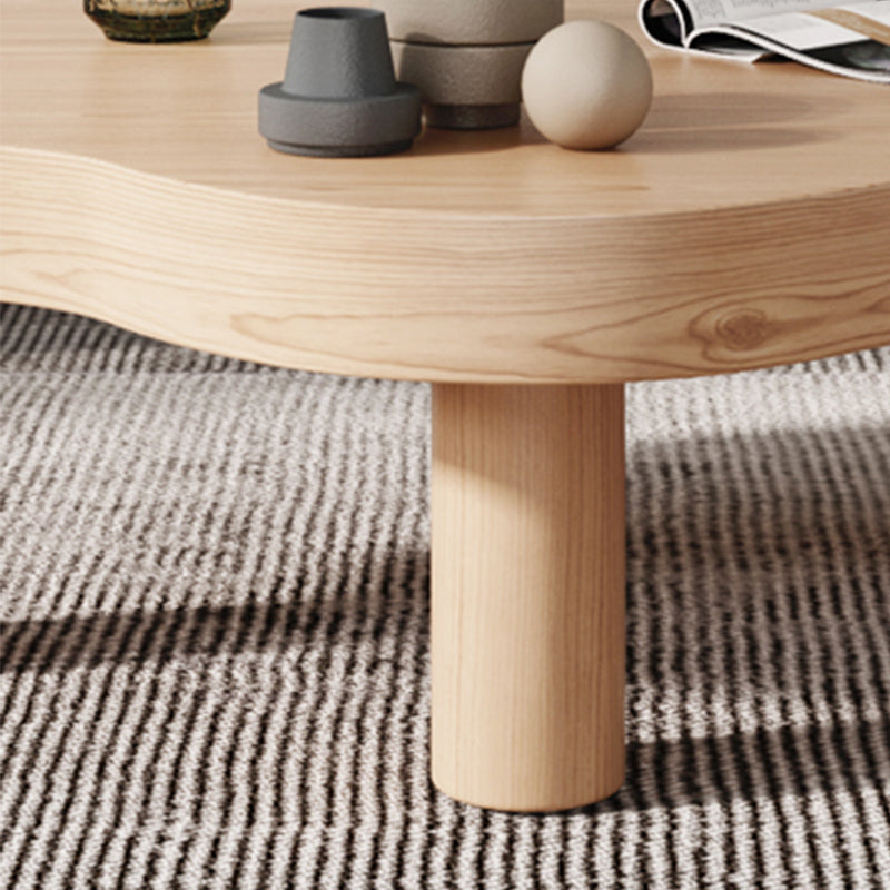 Free-Form Single Coffee Table Solid Wood Coffee Table with 3 Legs