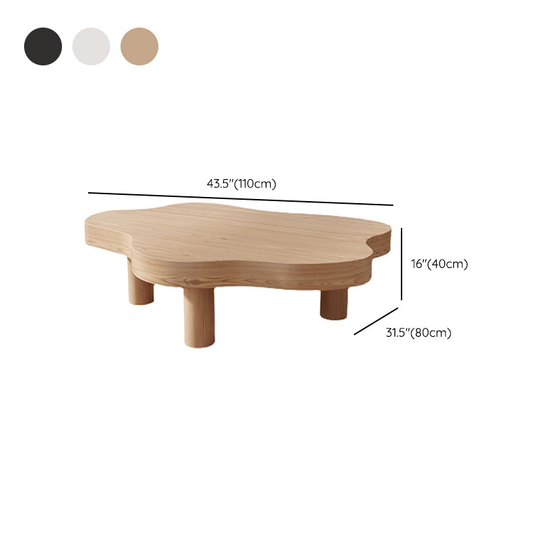 Free-Form Single Coffee Table Solid Wood Coffee Table with 3 Legs