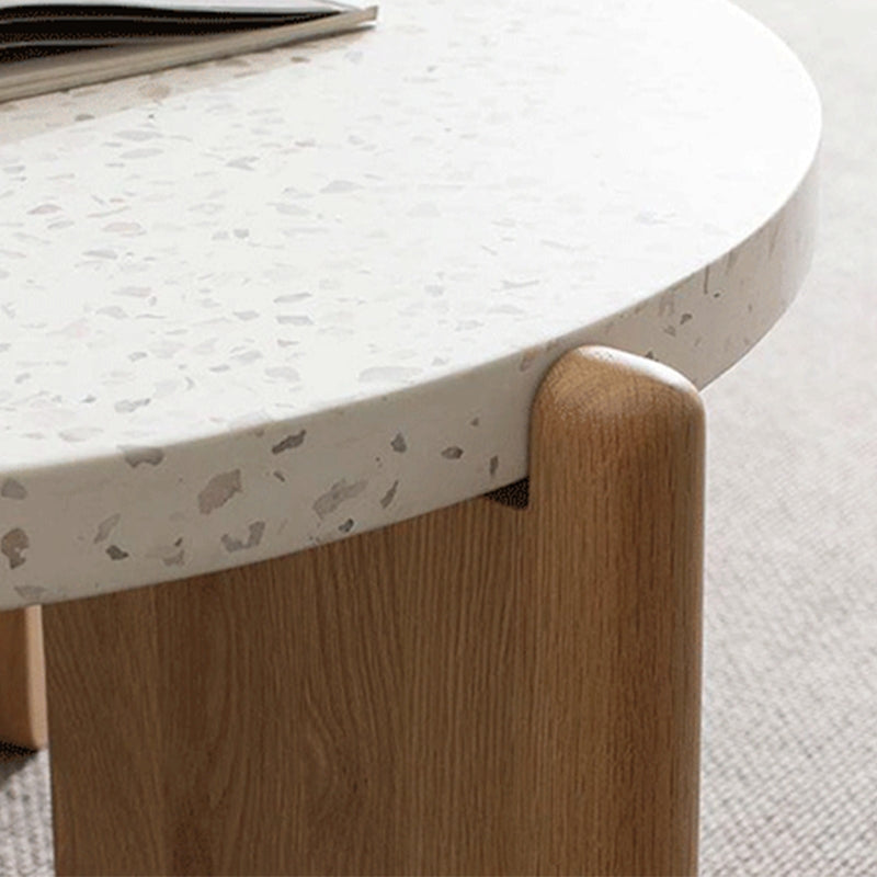 3 Legs Single Coffee Table Modern Round White Slate Coffee Table