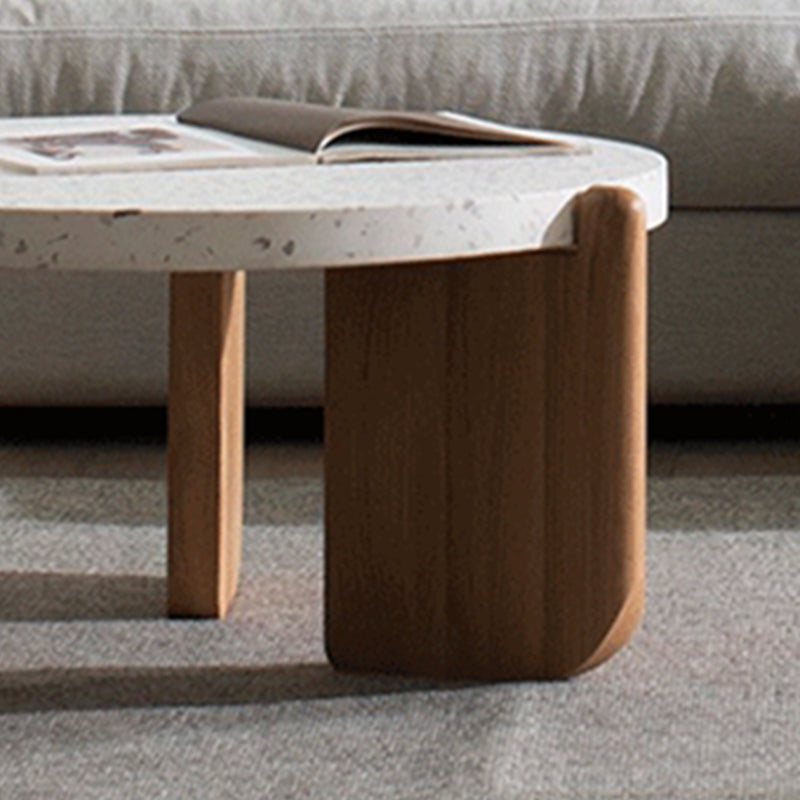 3 Legs Single Coffee Table Modern Round White Slate Coffee Table