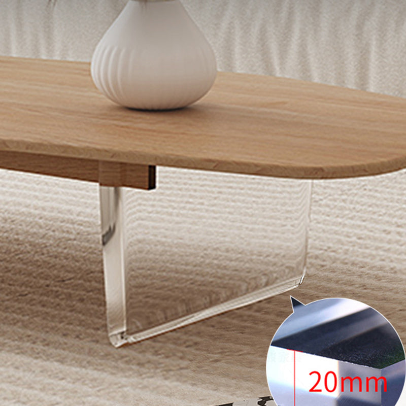 2 Legs Single Coffee Table Solid Wood Natural Free-Form Coffee Table