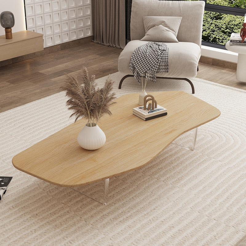 2 Legs Single Coffee Table Solid Wood Natural Free-Form Coffee Table