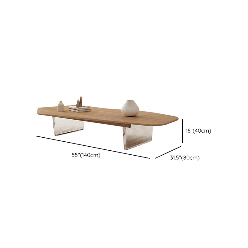 2 Legs Single Coffee Table Solid Wood Natural Free-Form Coffee Table