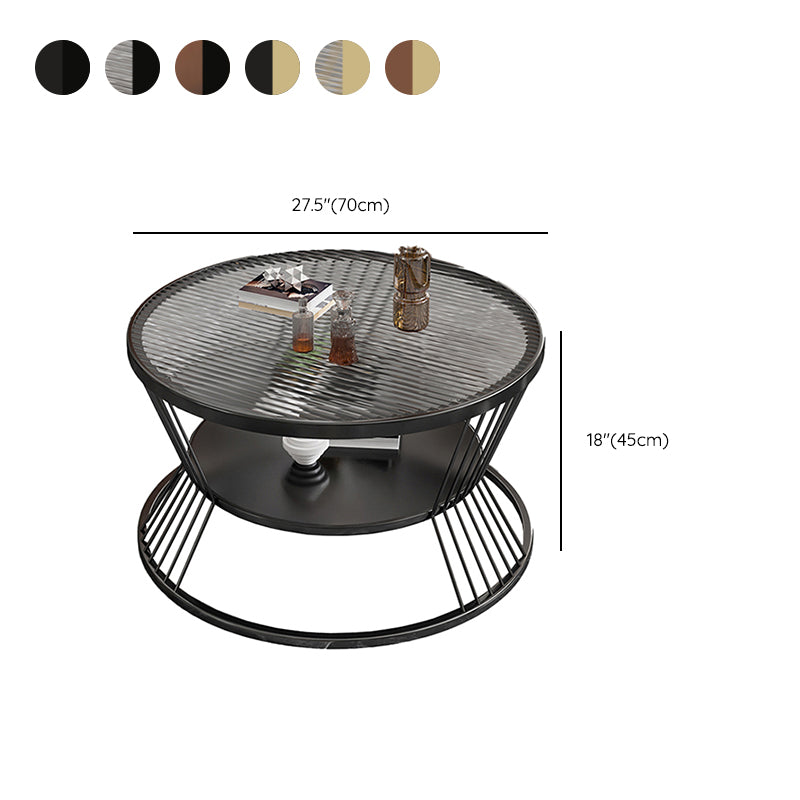 Glass and Metal Single Coffee Table Tropical Frame Coffee Table with Shelf