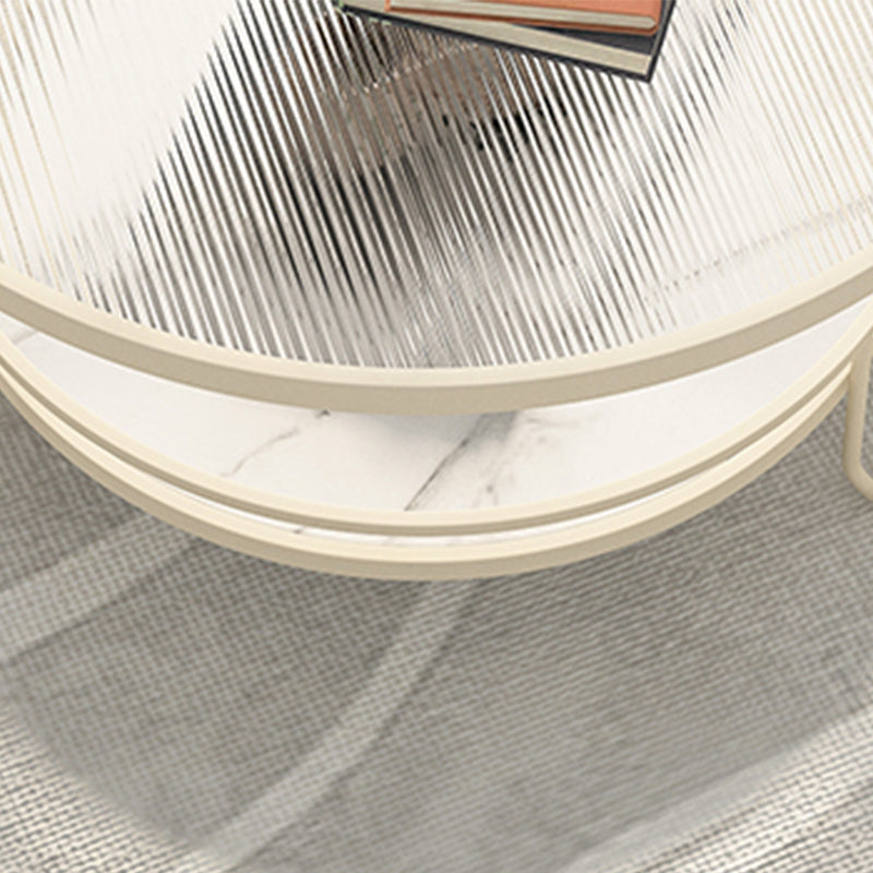 Round Tropical Single Coffee Table No Distressing Glass Coffee Table with 3 Legs