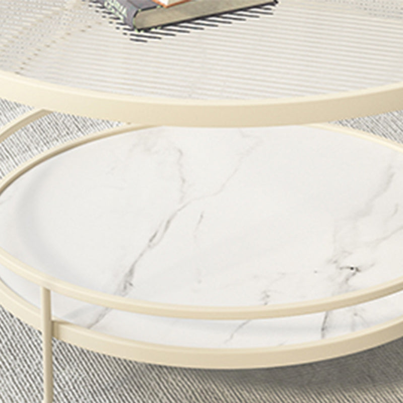 Round Tropical Single Coffee Table No Distressing Glass Coffee Table with 3 Legs