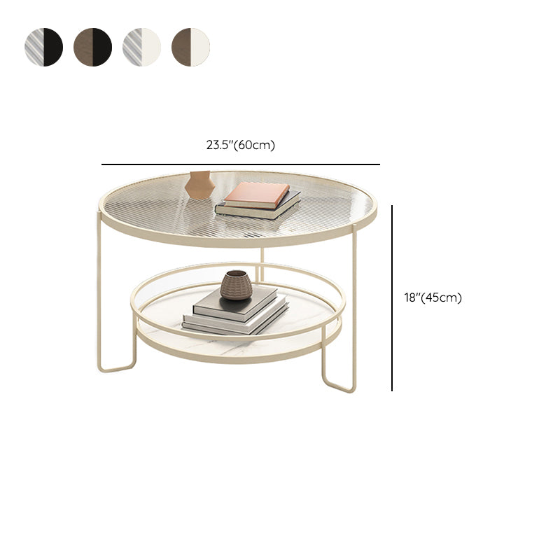 Round Tropical Single Coffee Table No Distressing Glass Coffee Table with 3 Legs