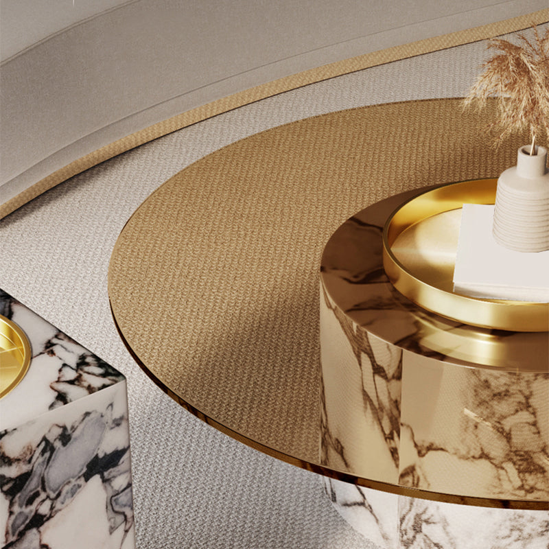 Round No Distressing Coffee Table Glass Pedestal Tropical Single Coffee Table