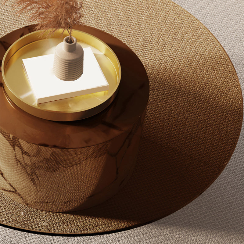 Round No Distressing Coffee Table Glass Pedestal Tropical Single Coffee Table