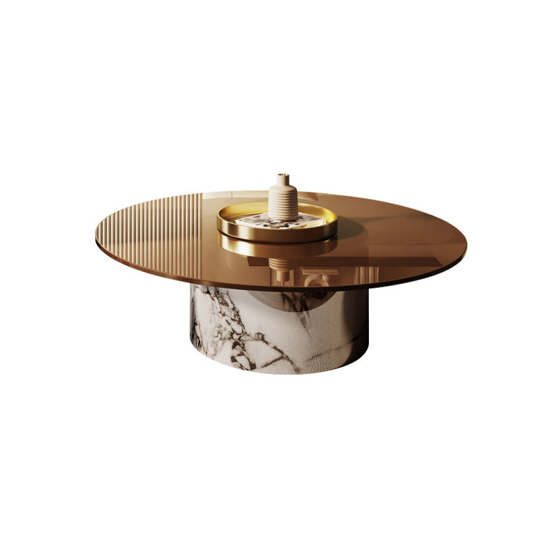 Round No Distressing Coffee Table Glass Pedestal Tropical Single Coffee Table