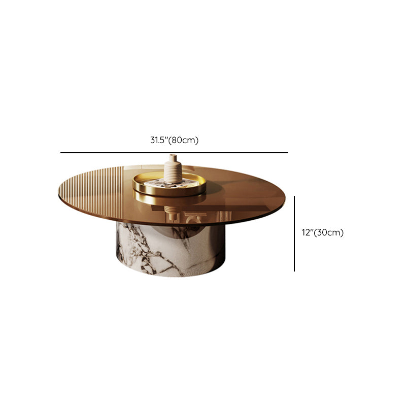 Round No Distressing Coffee Table Glass Pedestal Tropical Single Coffee Table