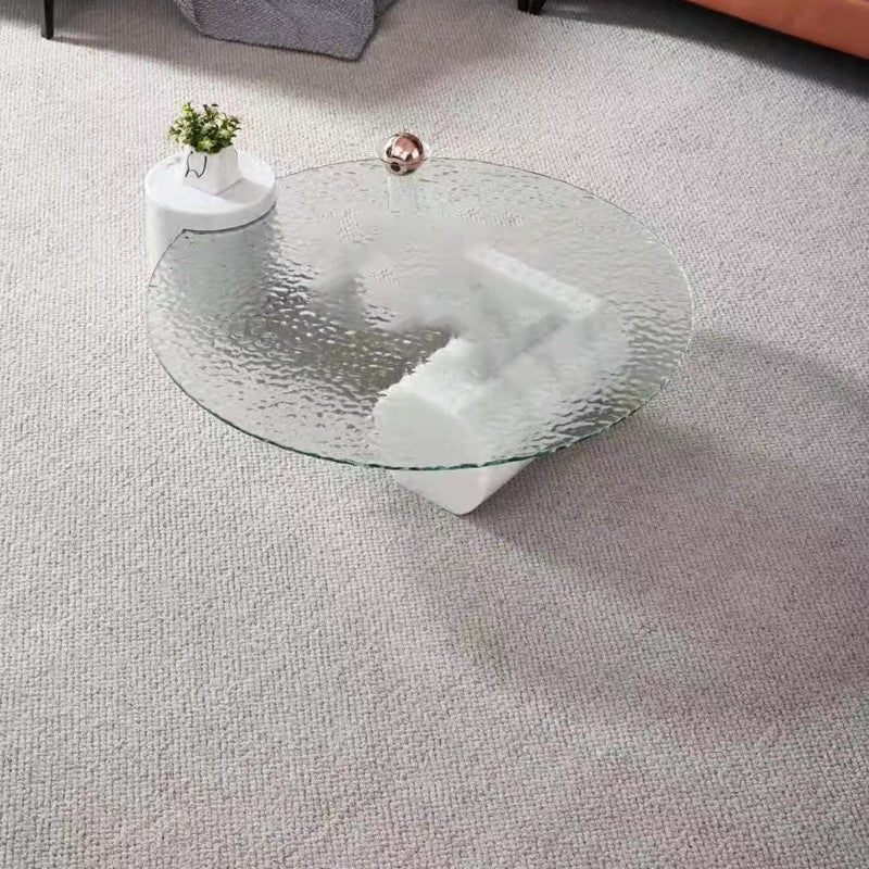 Tropical Round Cocktail Table Glass Pedestal Single Coffee Table