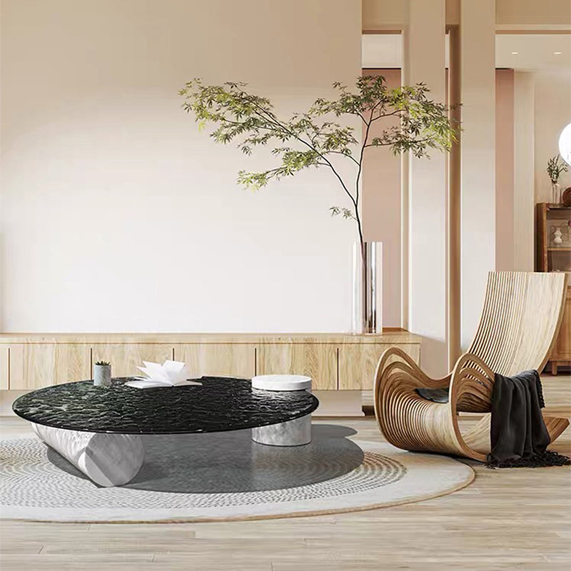 Tropical Round Cocktail Table Glass Pedestal Single Coffee Table
