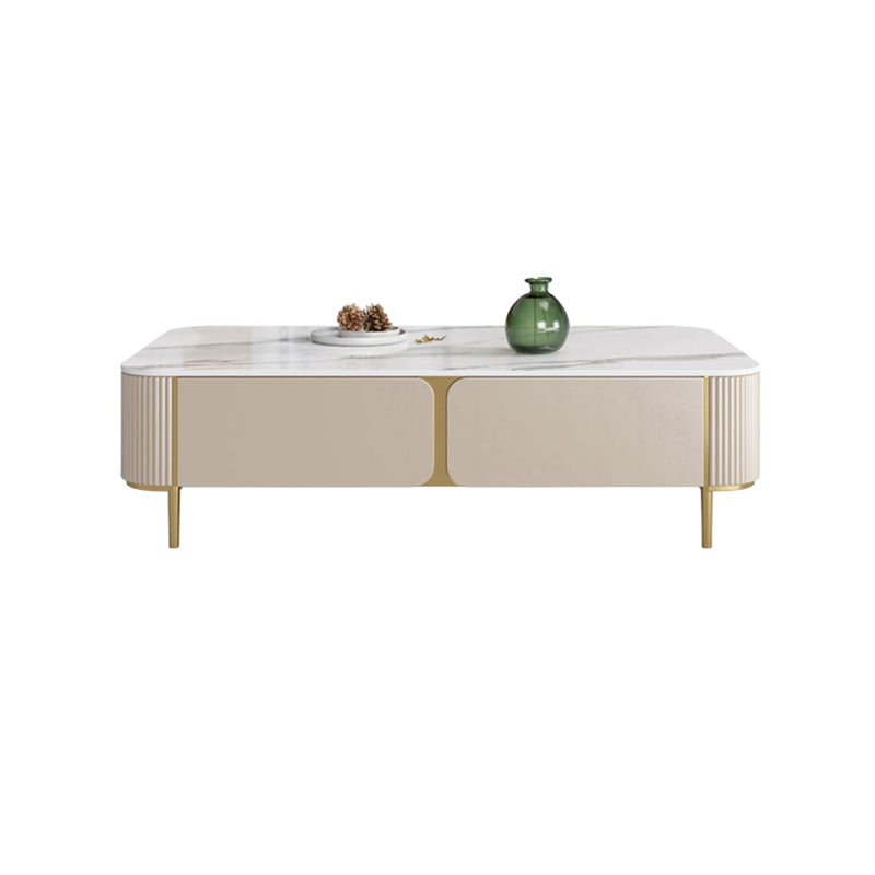 Rectangle Storage Coffee Table Glam Slate Cocktail Table with 4 Legs