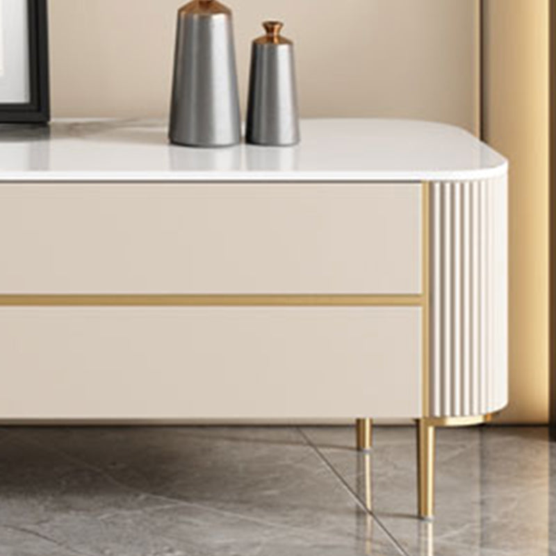 Rectangle Storage Coffee Table Glam Slate Cocktail Table with 4 Legs