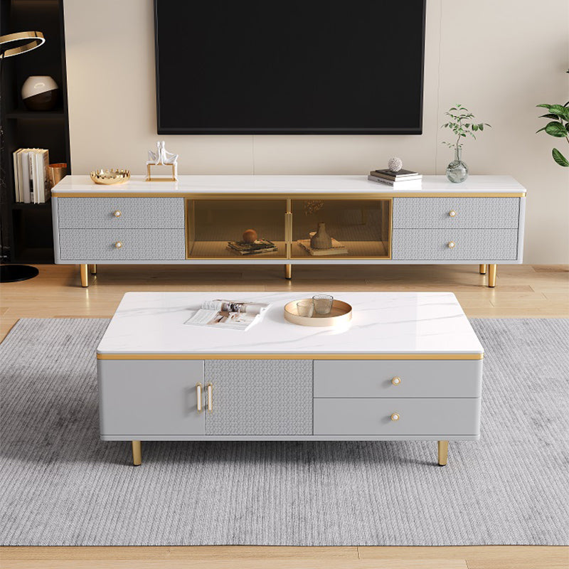 Slate Nesting Coffee Table Set Glam Coffee Table Set with Storage