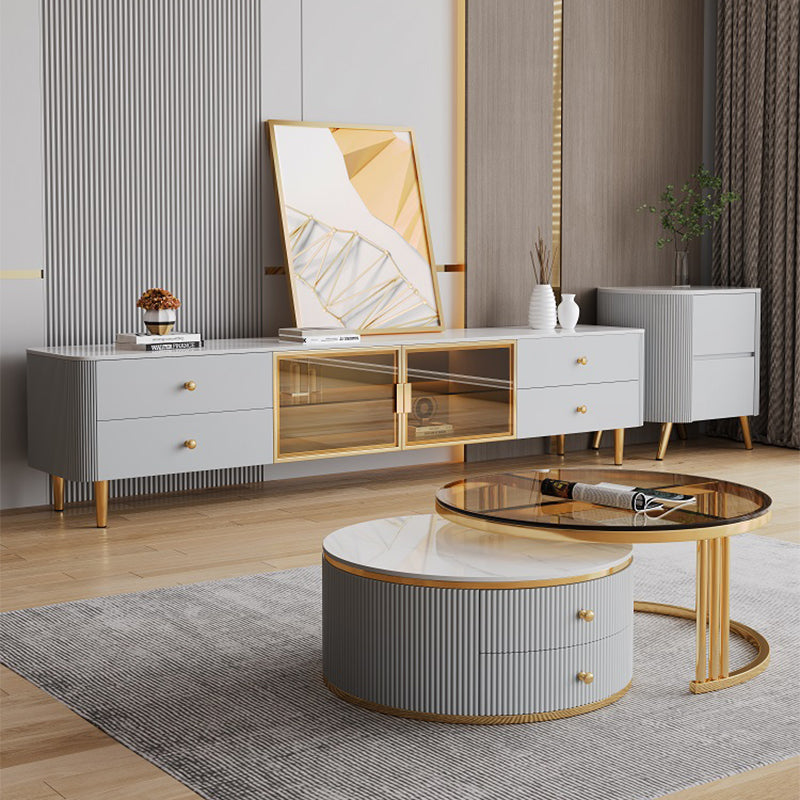 Slate Nesting Coffee Table Set Glam Coffee Table Set with Storage