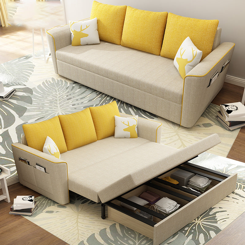 32" Wide Contemporary Sofa Bed Pillow Included White Sleeper Sofa