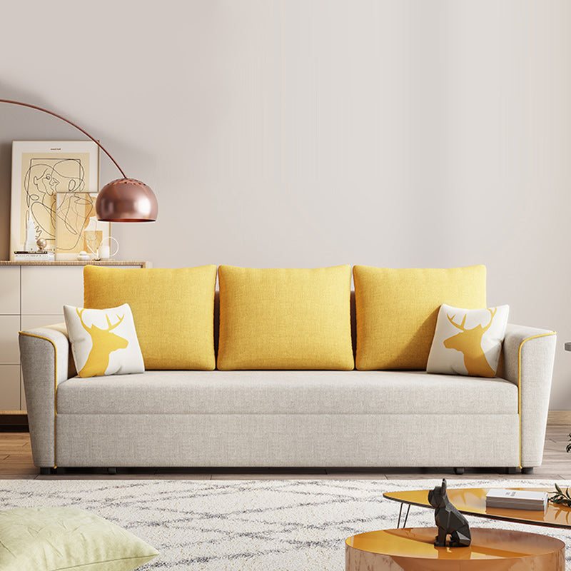 32" Wide Contemporary Sofa Bed Pillow Included White Sleeper Sofa