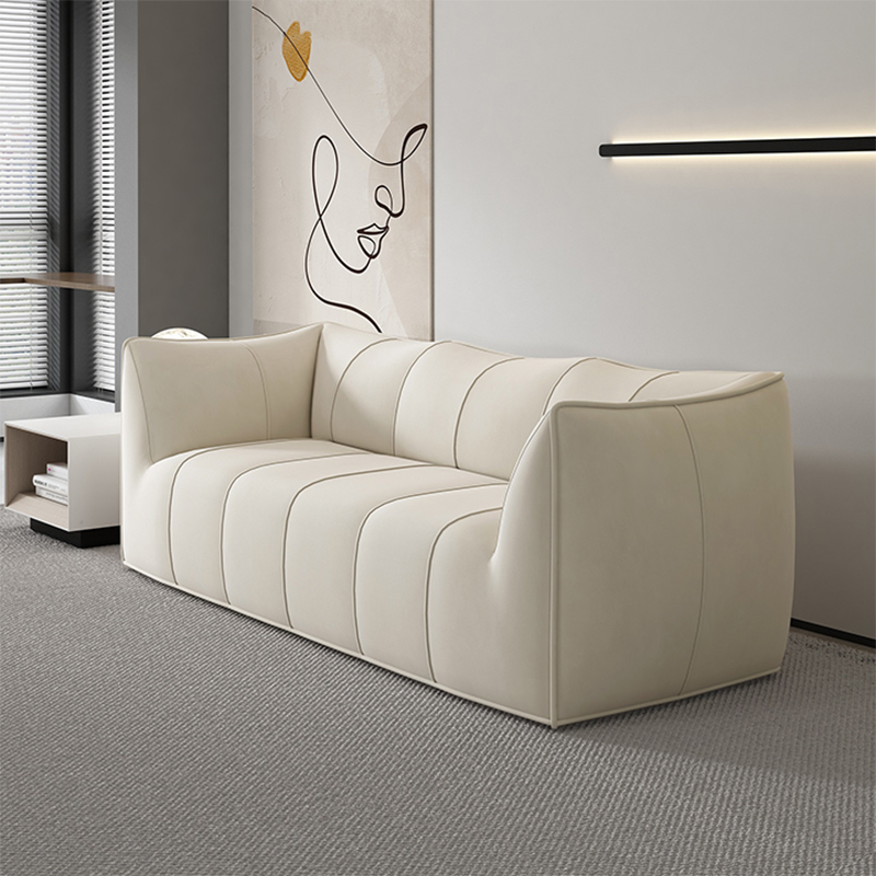 Contemporary White Cushions Flared Arm Fabric Living Room Seating