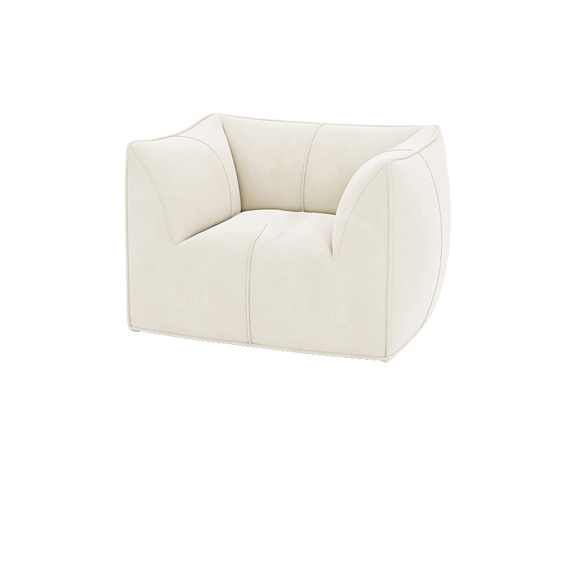 Contemporary White Cushions Flared Arm Fabric Living Room Seating