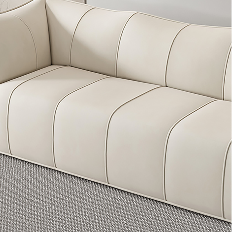 Contemporary White Cushions Flared Arm Fabric Living Room Seating