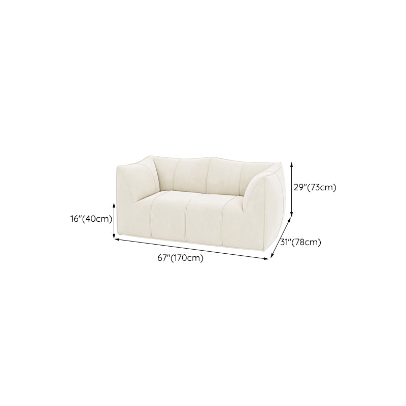 Contemporary White Cushions Flared Arm Fabric Living Room Seating