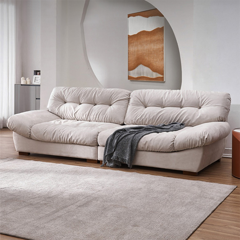 Modern White Cushions Armless Living Room Faux Leather Seating