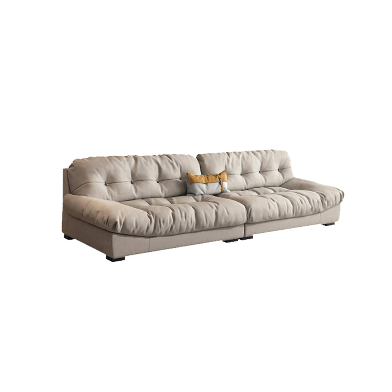 Modern White Cushions Armless Living Room Faux Leather Seating