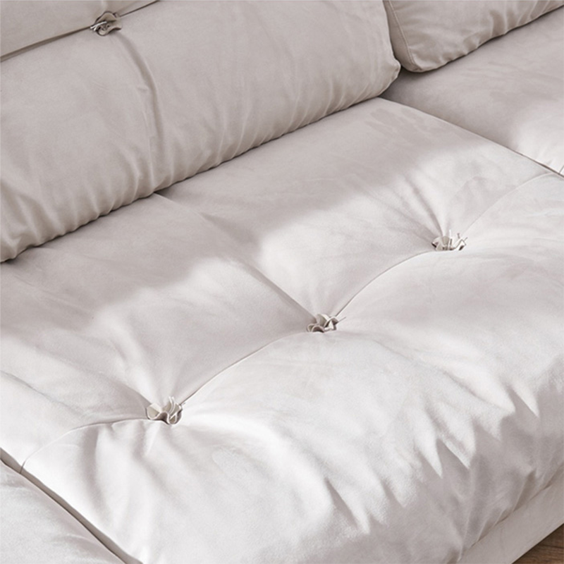 Modern White Cushions Armless Living Room Faux Leather Seating