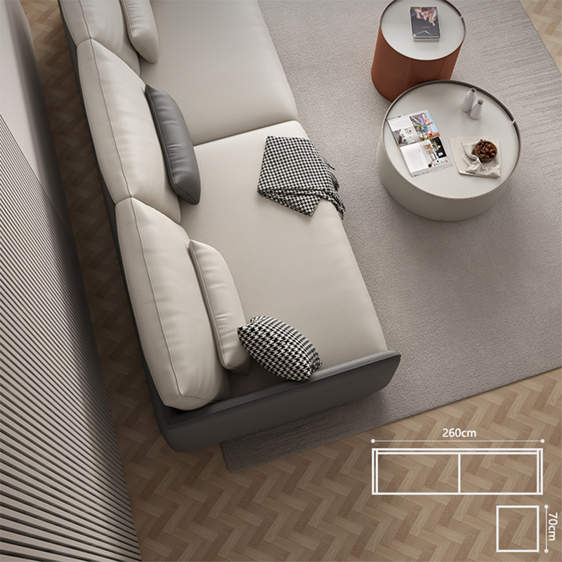 Modern White Pillows Square Arm Living Room Faux Leather Seating