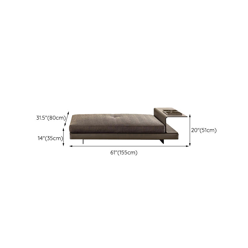 Contemporary Genuine Leather Sofa Square Arm Loose Back Sofa with Table