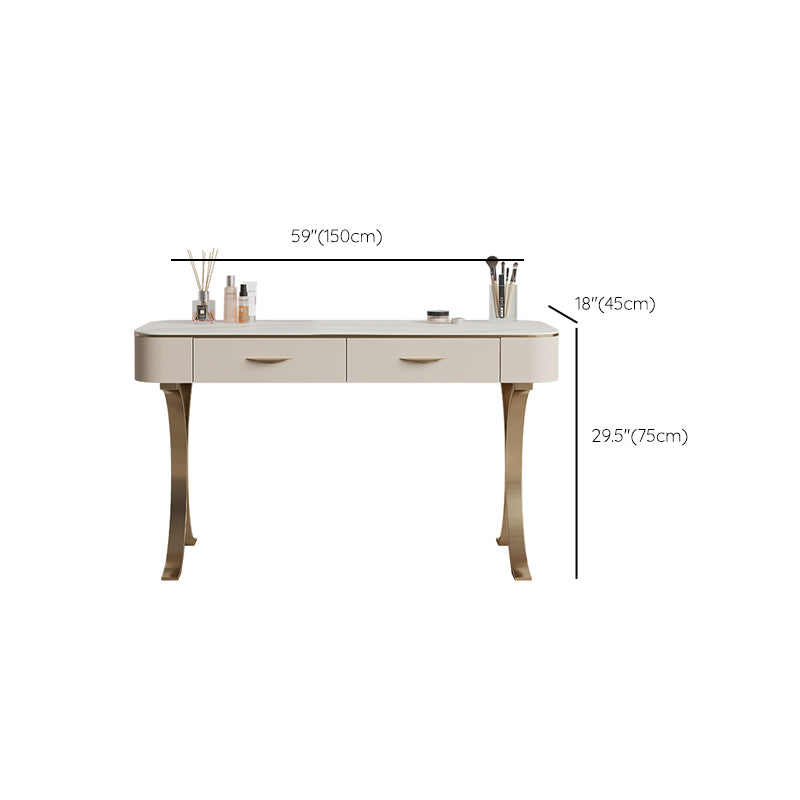 Glam Makeup Vanity Desk Table Stone Top Dressing Table with Drawer