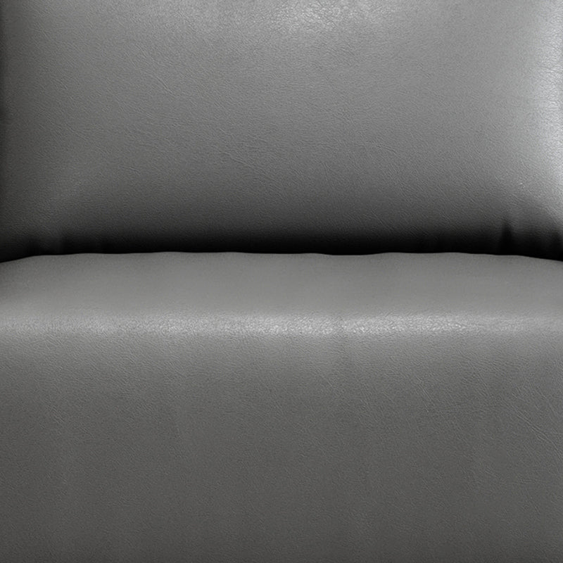 Minimalist 3-Seater Faux Leather Sofa Square Arm Loose Back Sofa