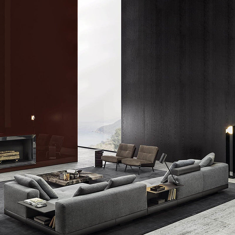 Contemporary Genuine Leather Settee Sewn Pillow Back Seating