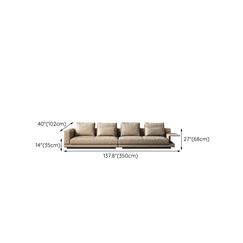 Contemporary Genuine Leather Settee Sewn Pillow Back Seating
